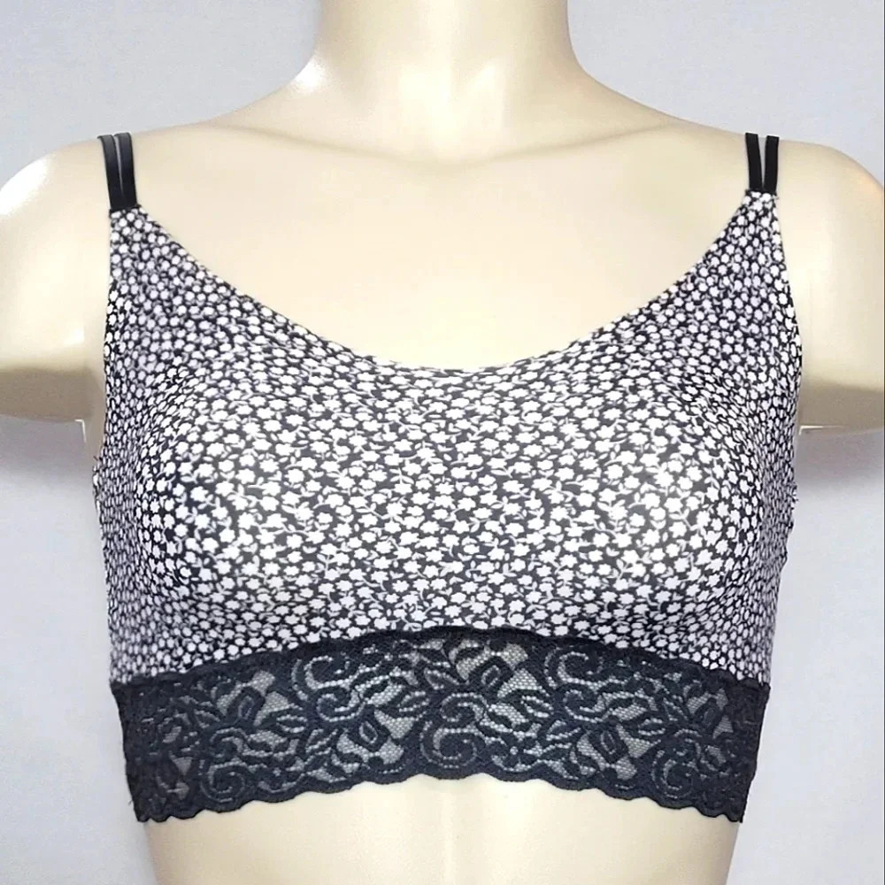 XS‎ Xhilaration Laser Cut Wire Free Bra Bralette Gray Floral NWT  New with Tags
